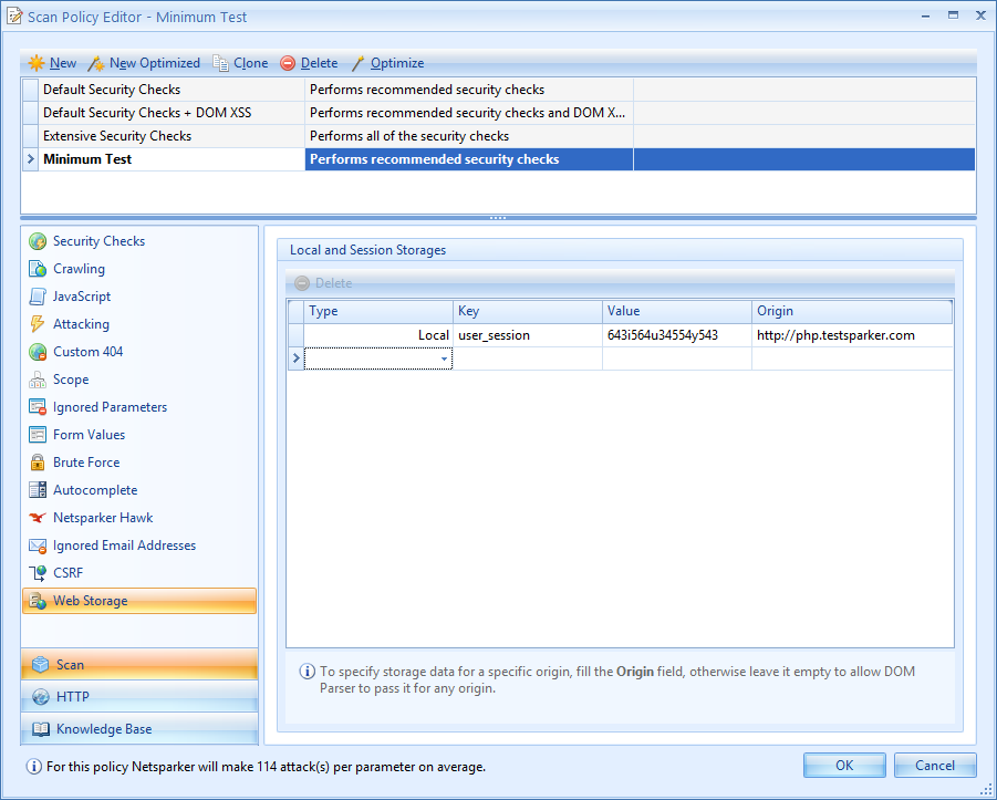 Bir Web Sitesinin Web Storage Data’sını ayarlamak, Local Session